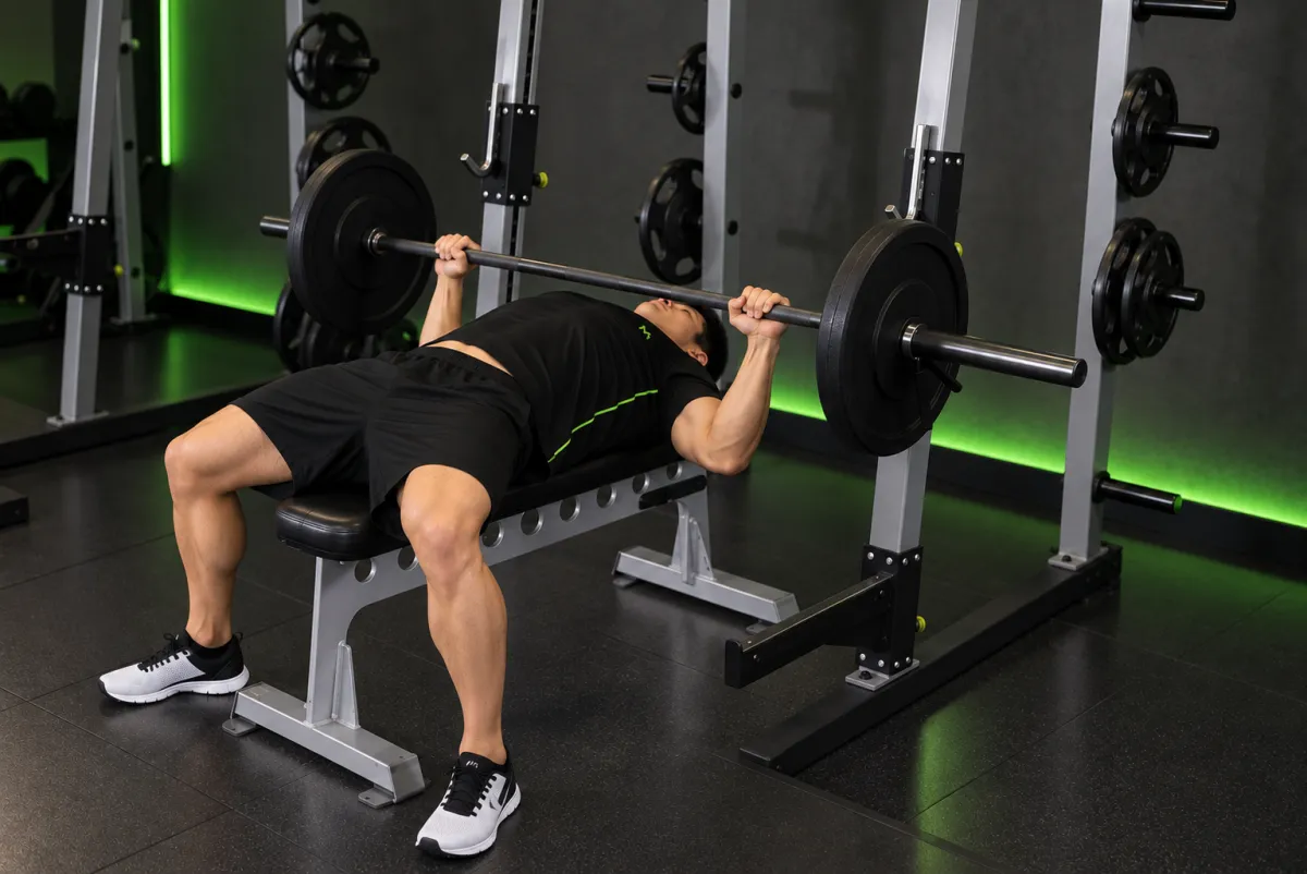 Barbell Bench Press - Medium Grip (End)