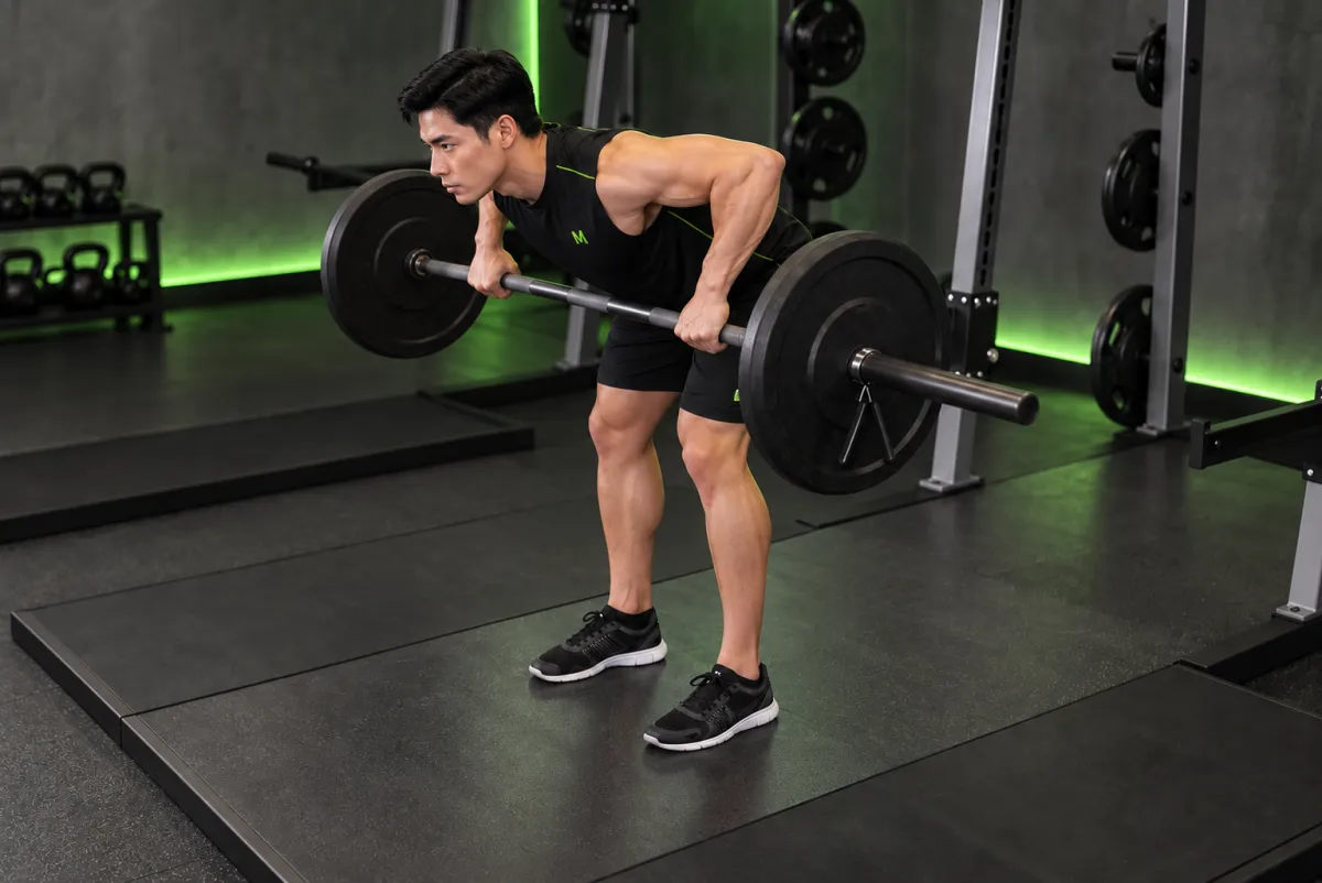 Kéo vai sau với tạ đòn (rear delt row) (Kết thúc)
