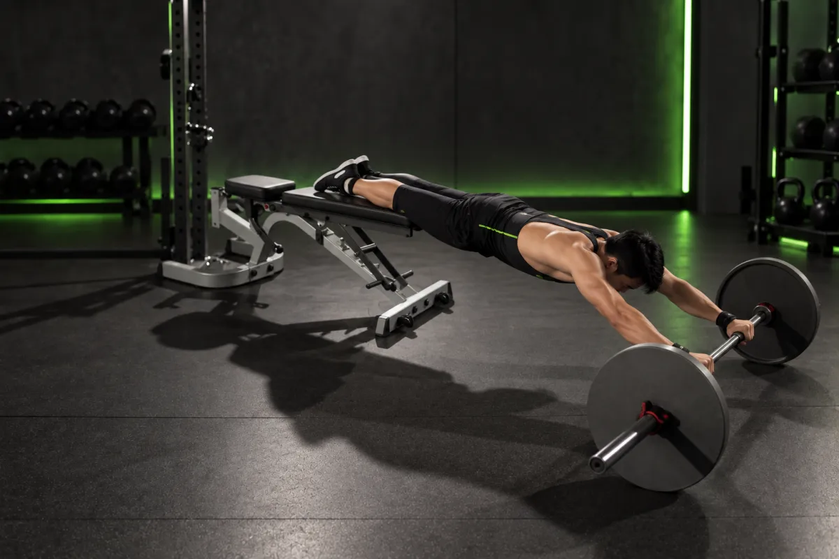 Barbell Rollout from Bench (End)