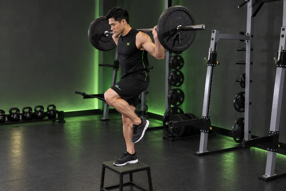 Bước lên bục với tạ đòn (step up) (Kết thúc)