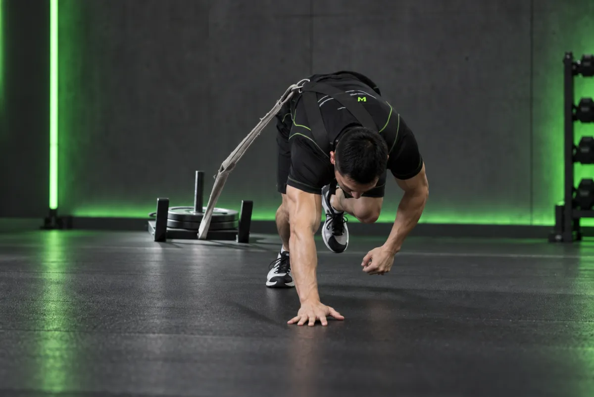 Bò gấu kéo xe trượt (bear crawl sled drags) (Kết thúc)