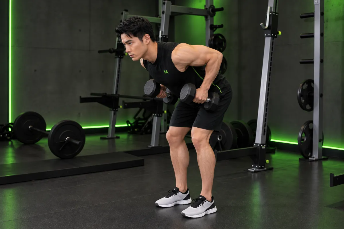 Kéo hai tạ đơn cúi người (Kết thúc)