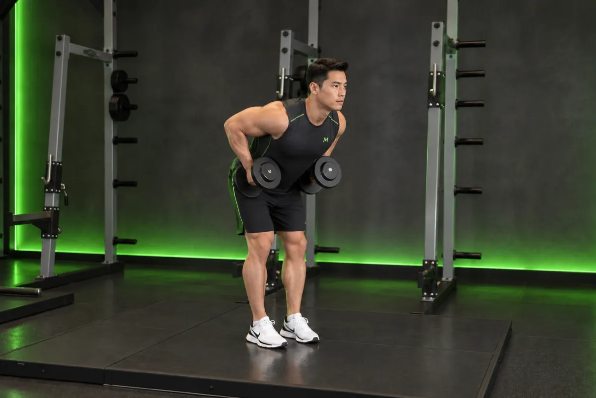 Bent Over Two-Dumbbell Row With Palms In (End)