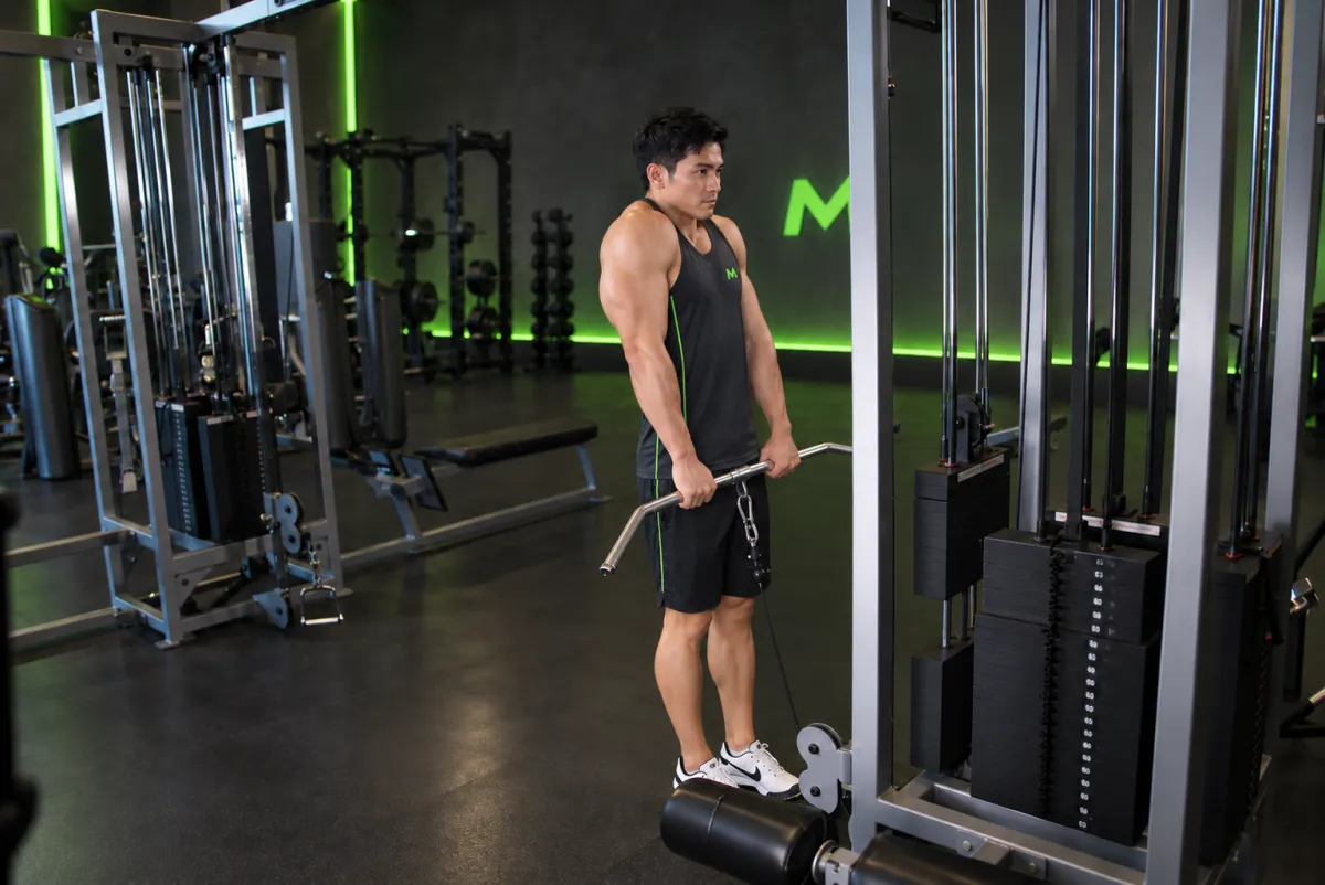 Nhún vai với cáp (cable shrug) (Kết thúc)