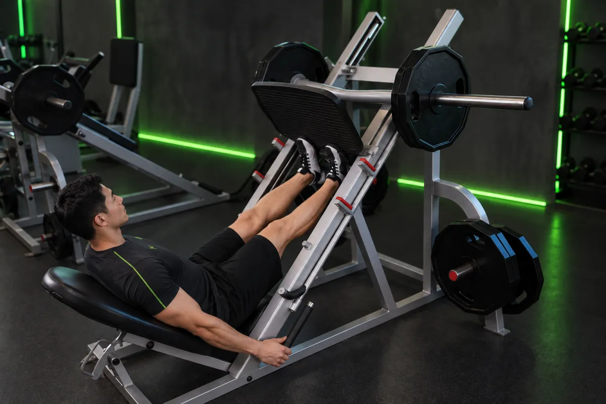 Đạp bắp chân trên máy đạp đùi (Kết thúc)