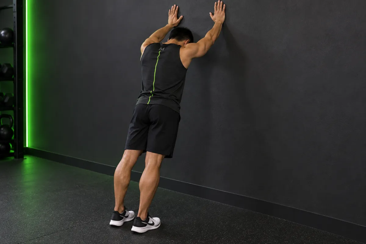 Calf Stretch Hands Against Wall (End)