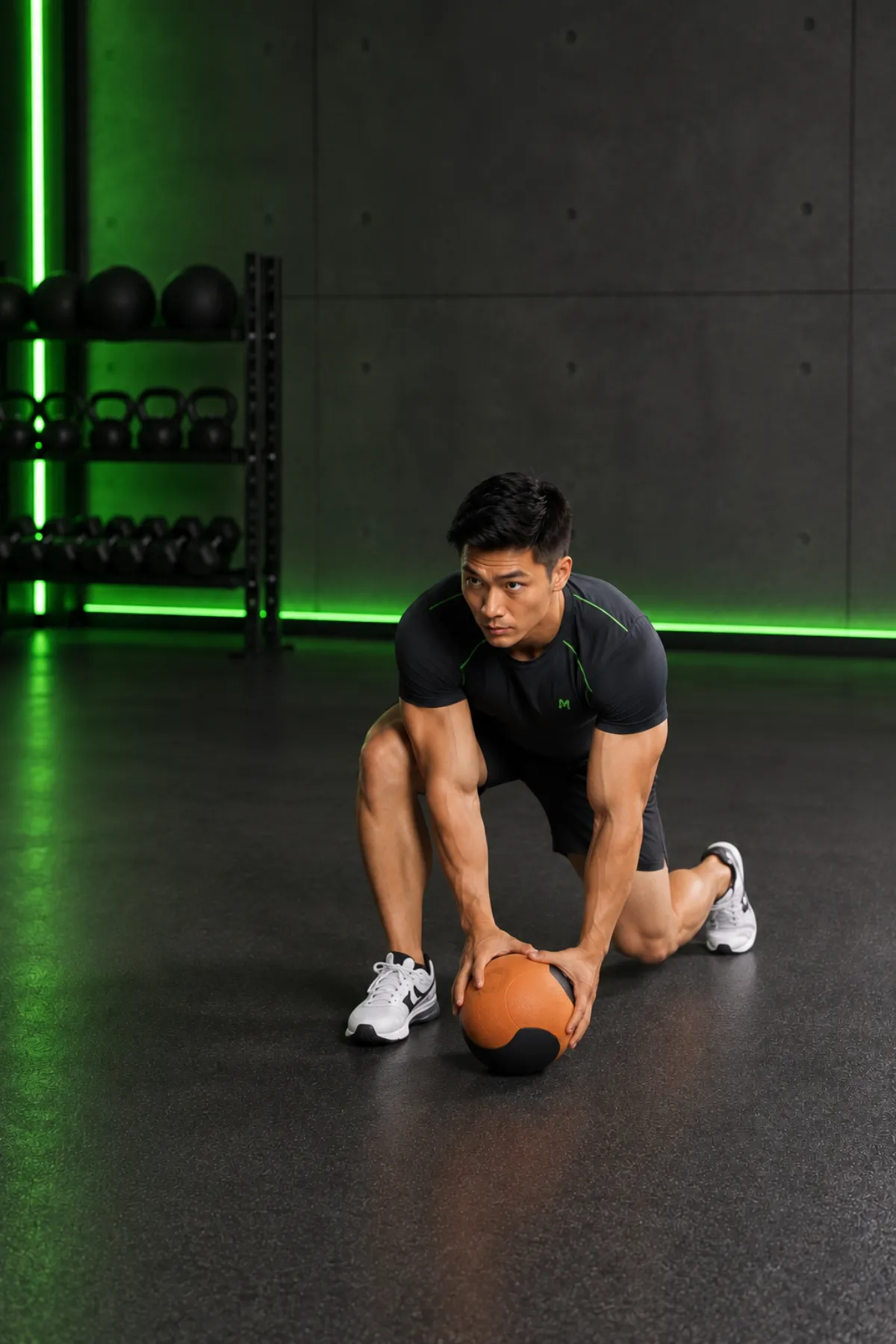 Chest Push from 3 point stance (End)
