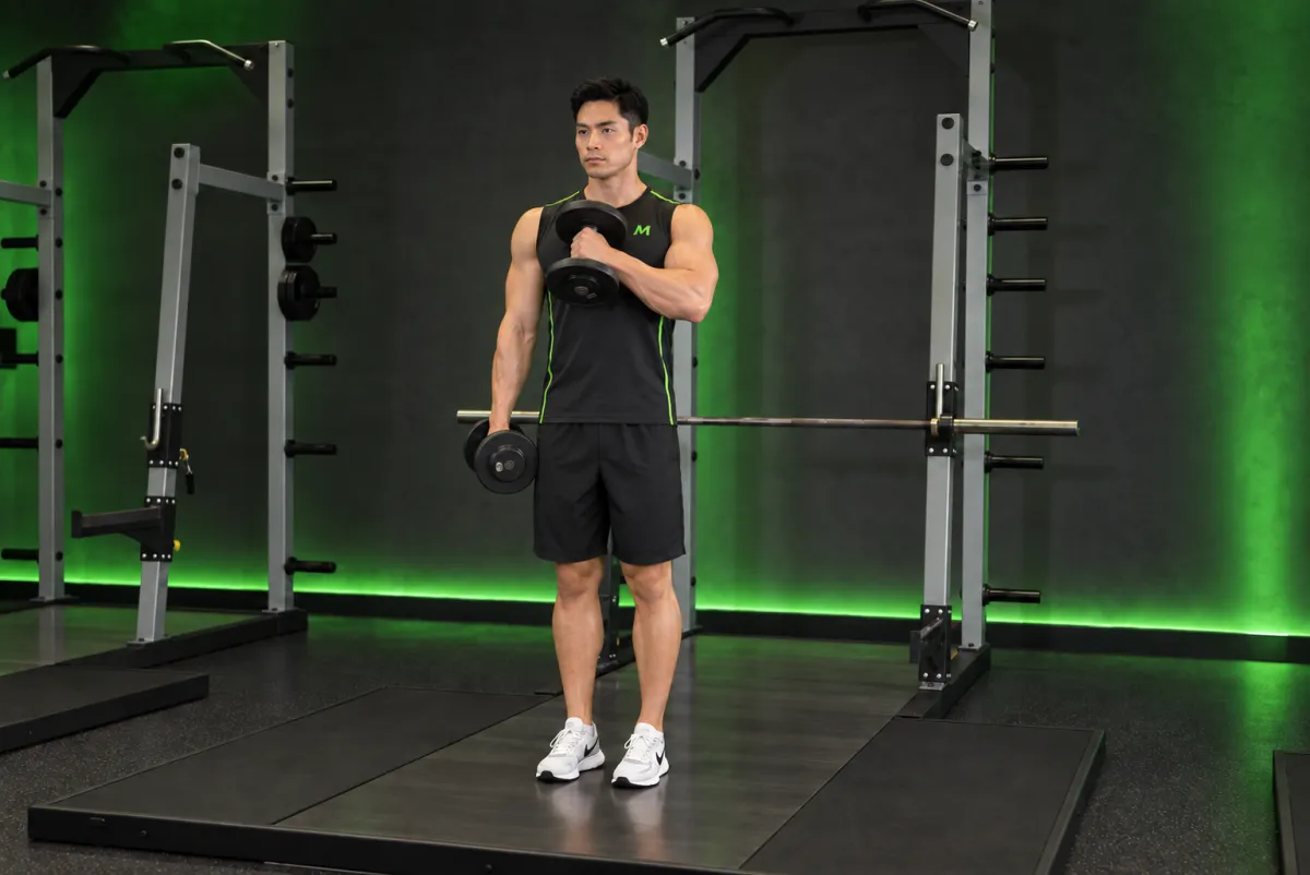Cuốn tạ búa chéo người (cross body hammer curl) (Kết thúc)