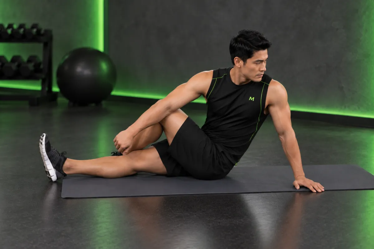 Giãn xoay lưng dưới kiểu vũ công (dancer's stretch) (Kết thúc)