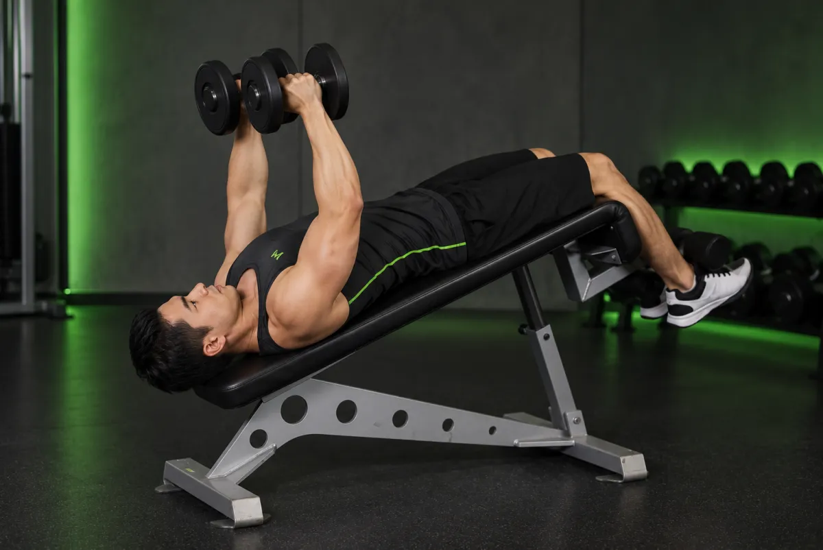 Decline Dumbbell Flyes (Start)
