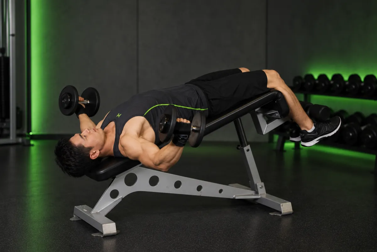 Decline Dumbbell Flyes (End)
