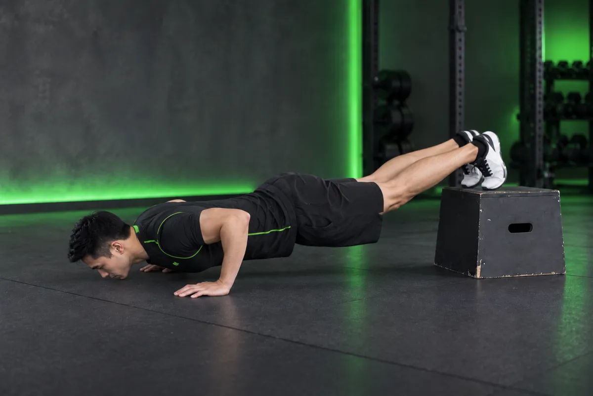 Chống đẩy chân cao (decline push-up) (Kết thúc)