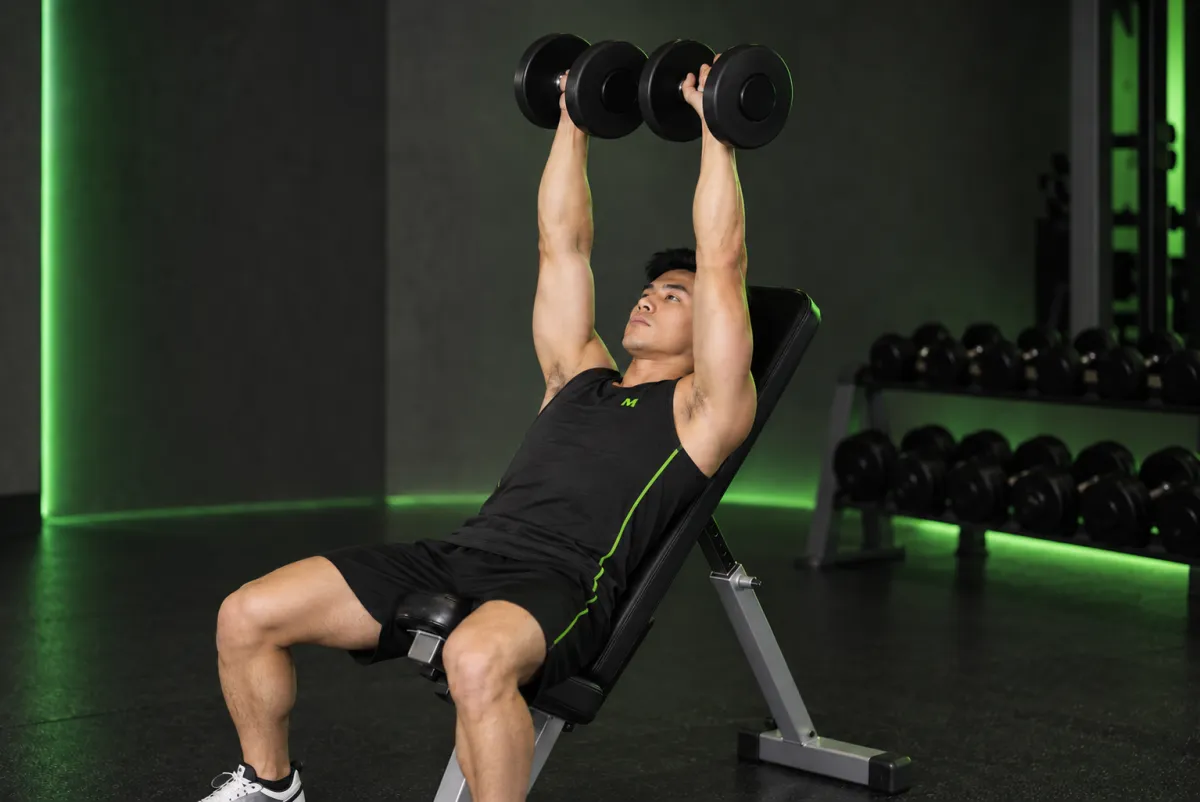 Dumbbell Incline Shoulder Raise (End)