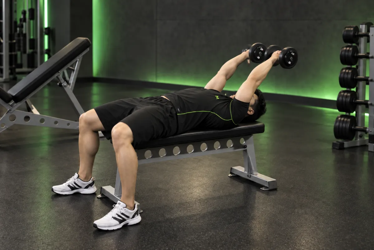 Duỗi tay sau nằm với tạ đơn – nắm sấp (Kết thúc)