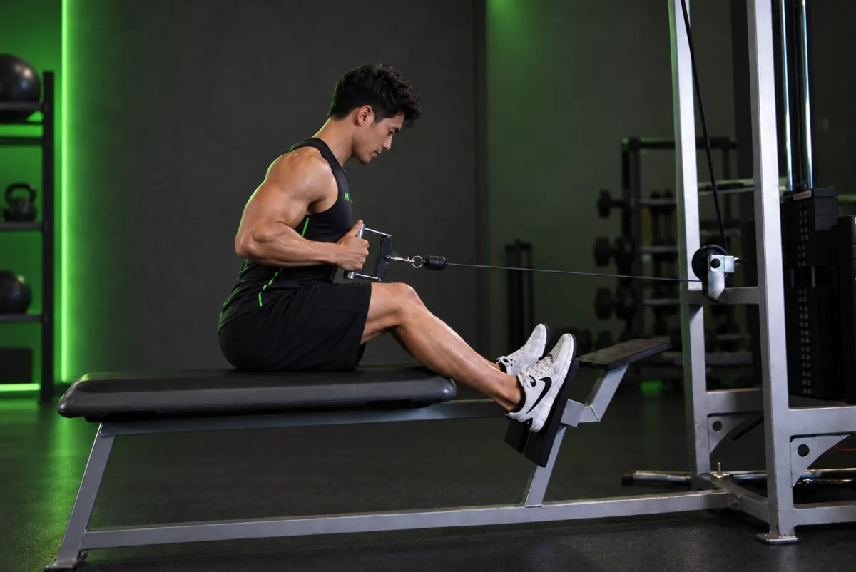 Kéo cáp ngồi nâng cao (elevated cable row) (Kết thúc)