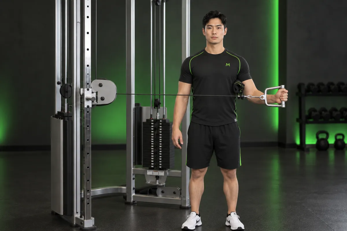 Xoay ngoài vai với cáp (external rotation with cable) (Kết thúc)