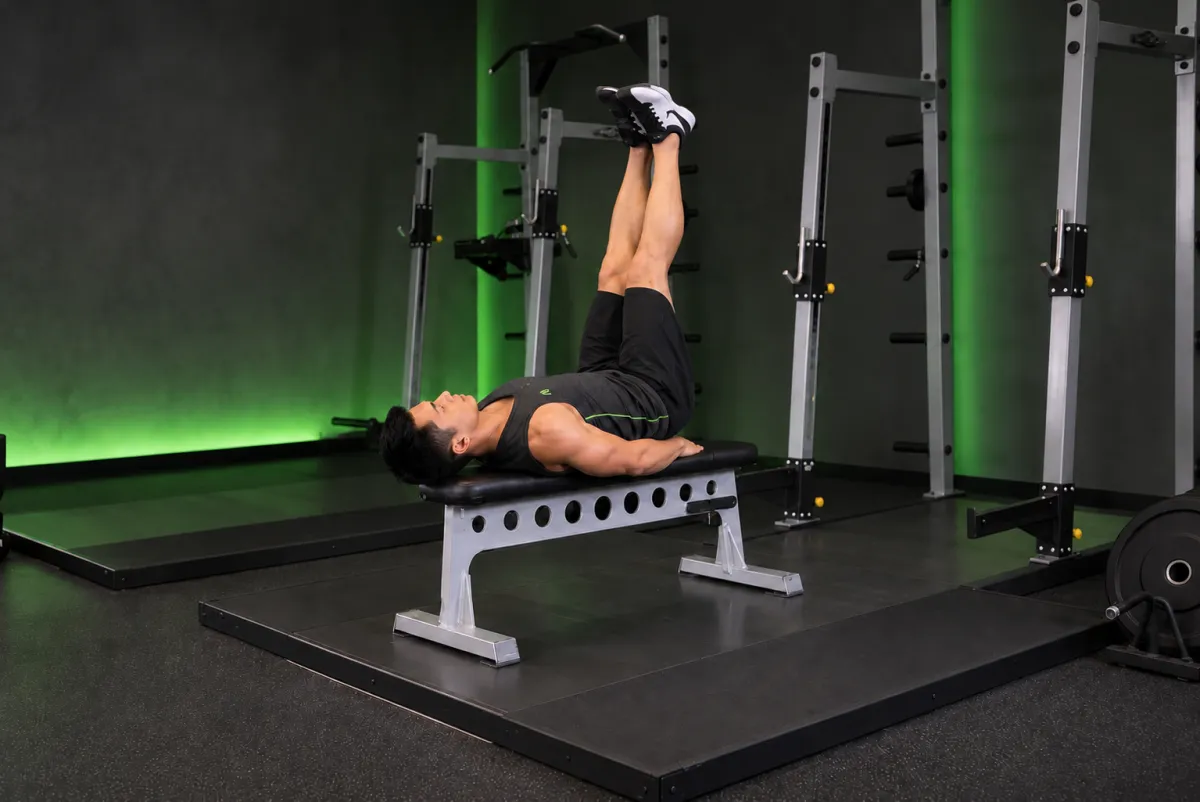 Flat Bench Lying Leg Raise (End)