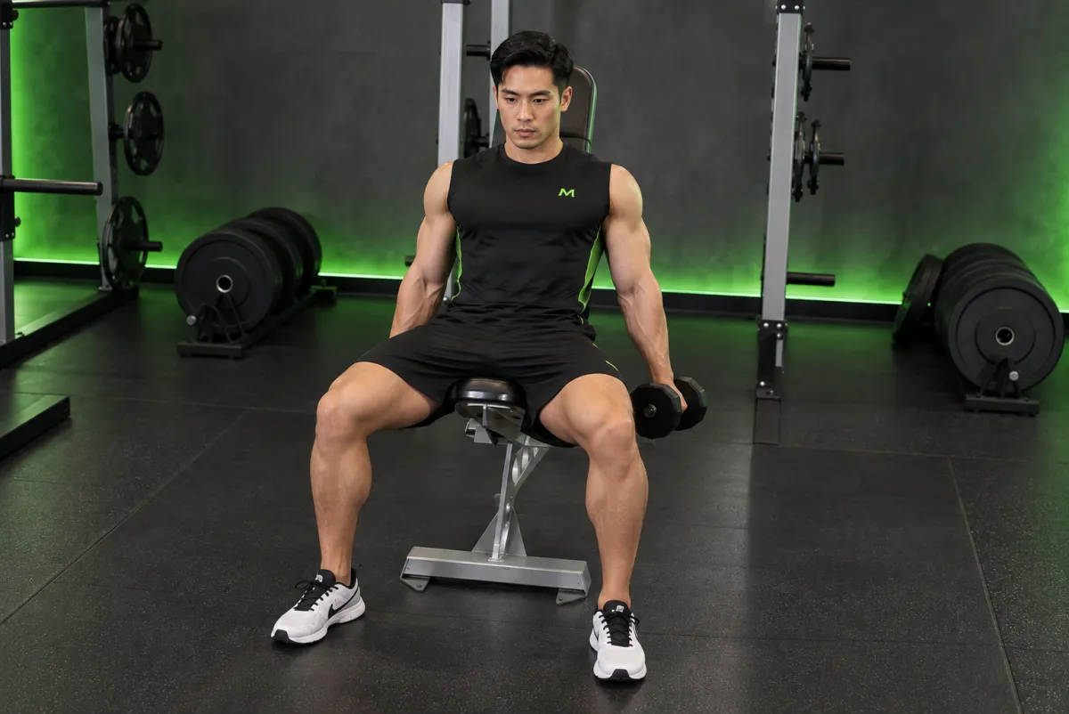Cuốn tạ đơn ghế dốc xoay cổ tay (flexor incline dumbbell curl) (Bắt đầu)