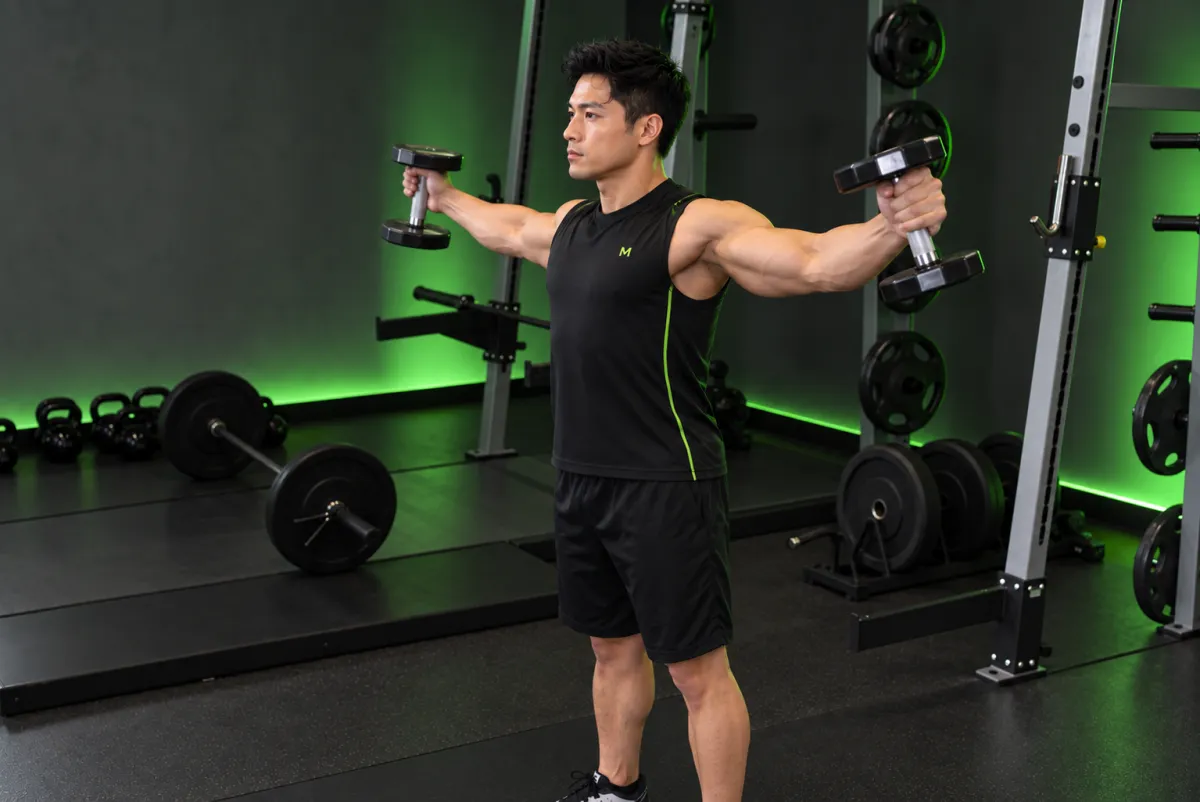 Iron cross với tạ đơn (dang tay ngang) (Kết thúc)