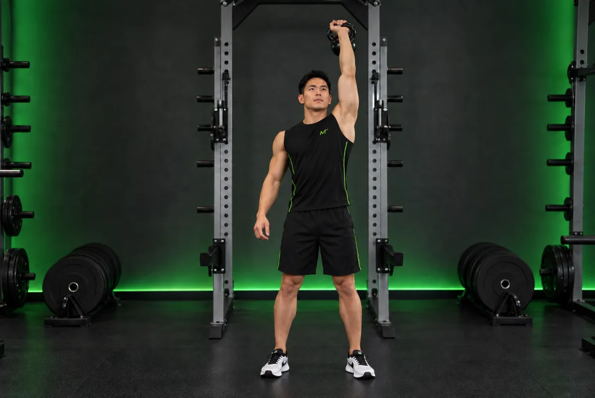 Đẩy vai Arnold với tạ ấm (kettlebell Arnold press) (Kết thúc)