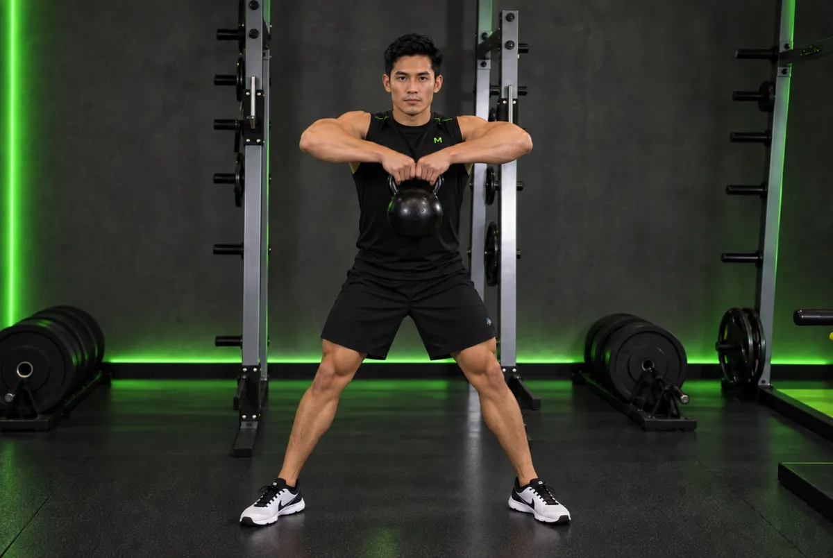 Kéo cao kiểu sumo với tạ ấm (kettlebell sumo high pull) (Kết thúc)