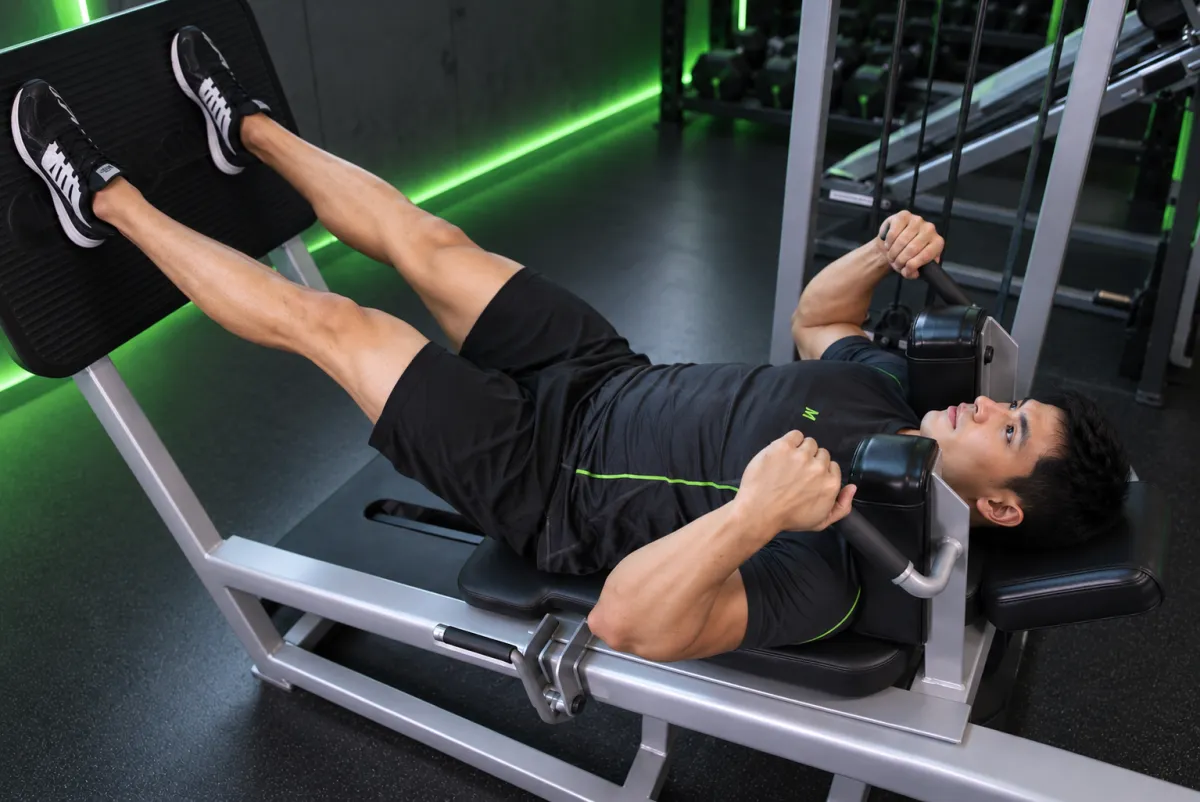 Squat nằm trên máy (Kết thúc)