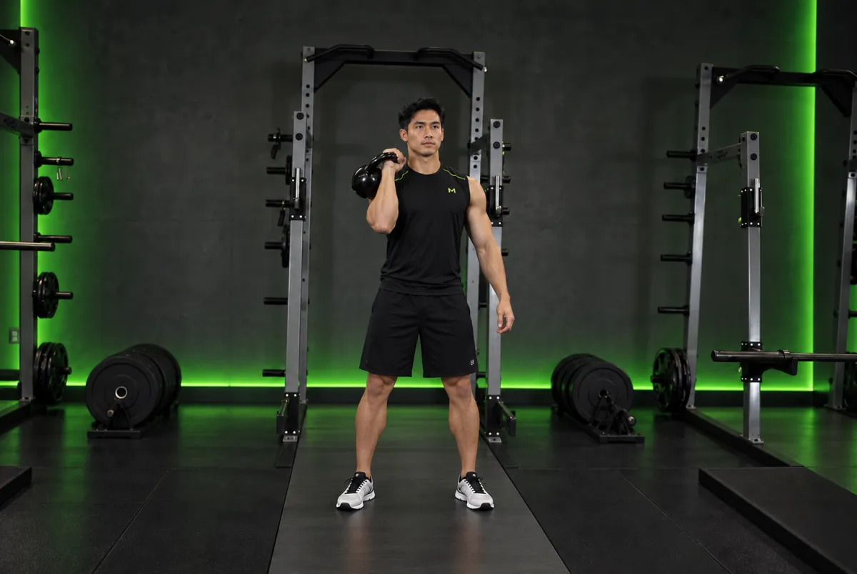 One-Arm Kettlebell Clean and Jerk (End)