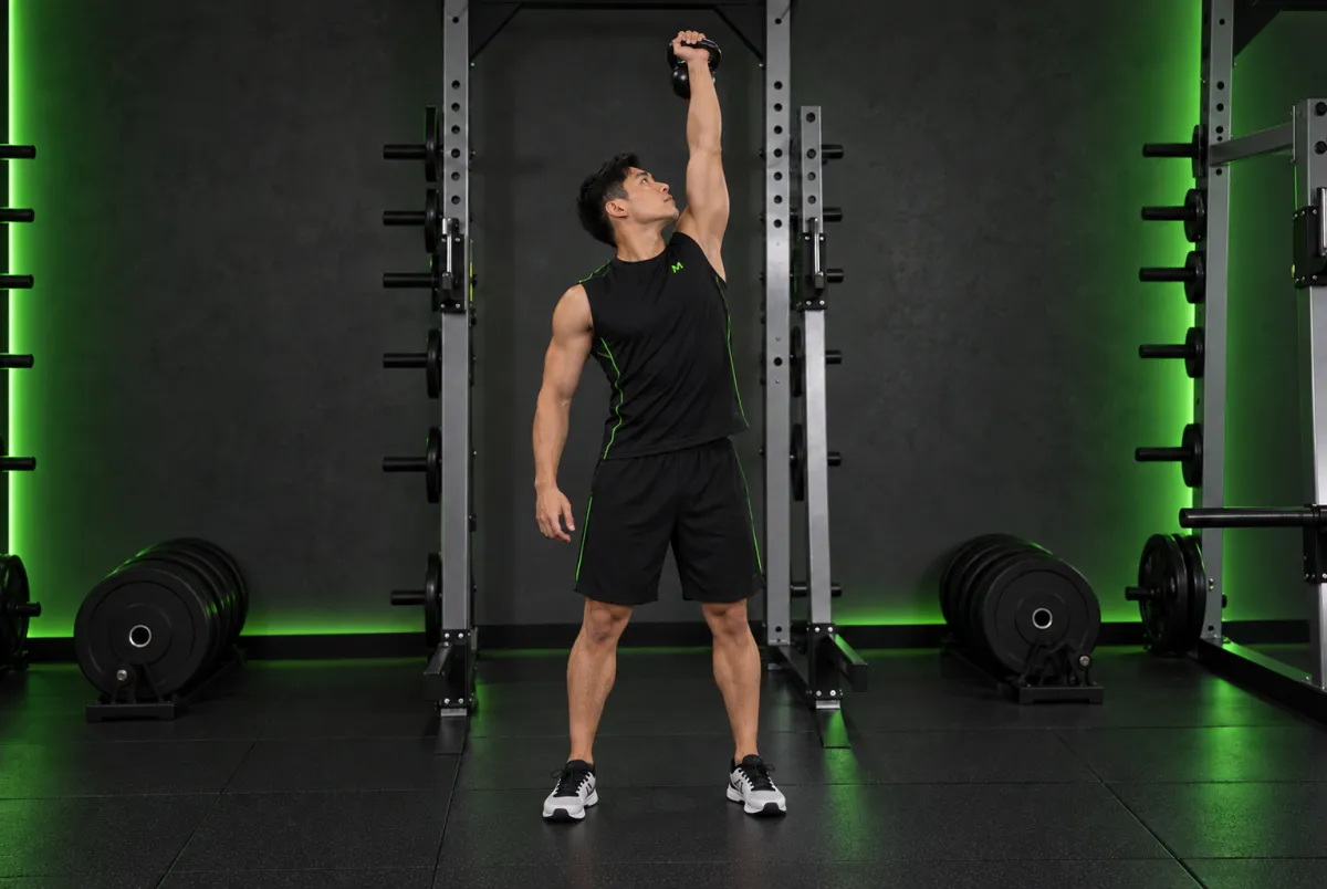 Đẩy vai tạ ấm một tay hướng sang bên (Kết thúc)