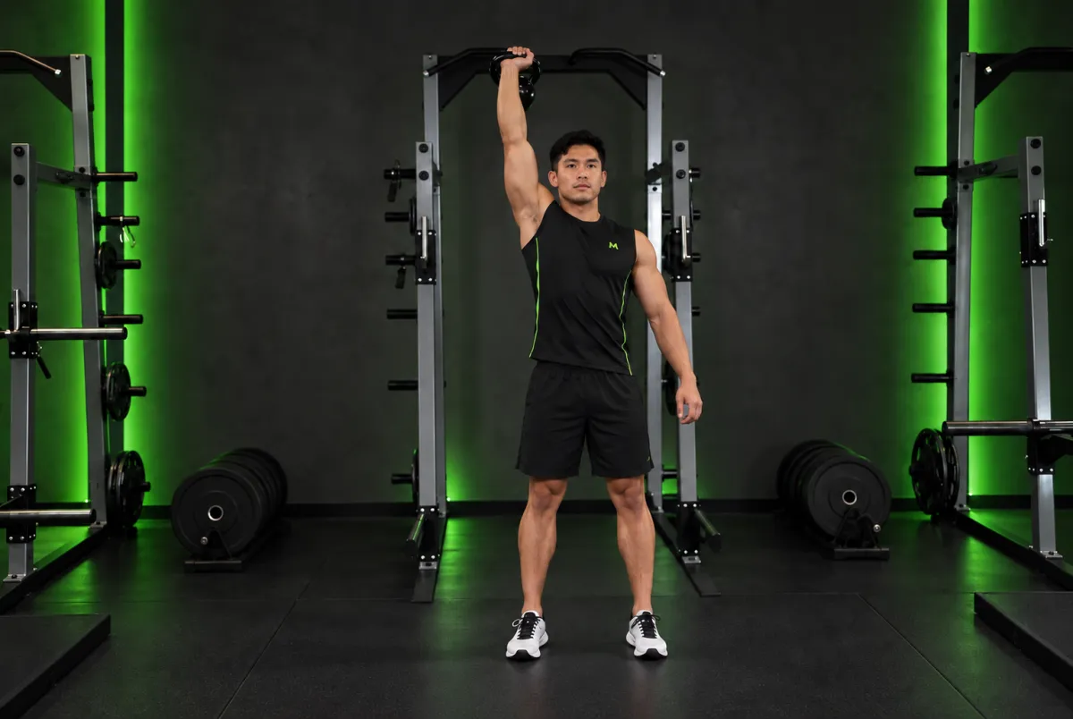 Para press tạ ấm một tay (đẩy ở tư thế quỳ một gối) (Kết thúc)
