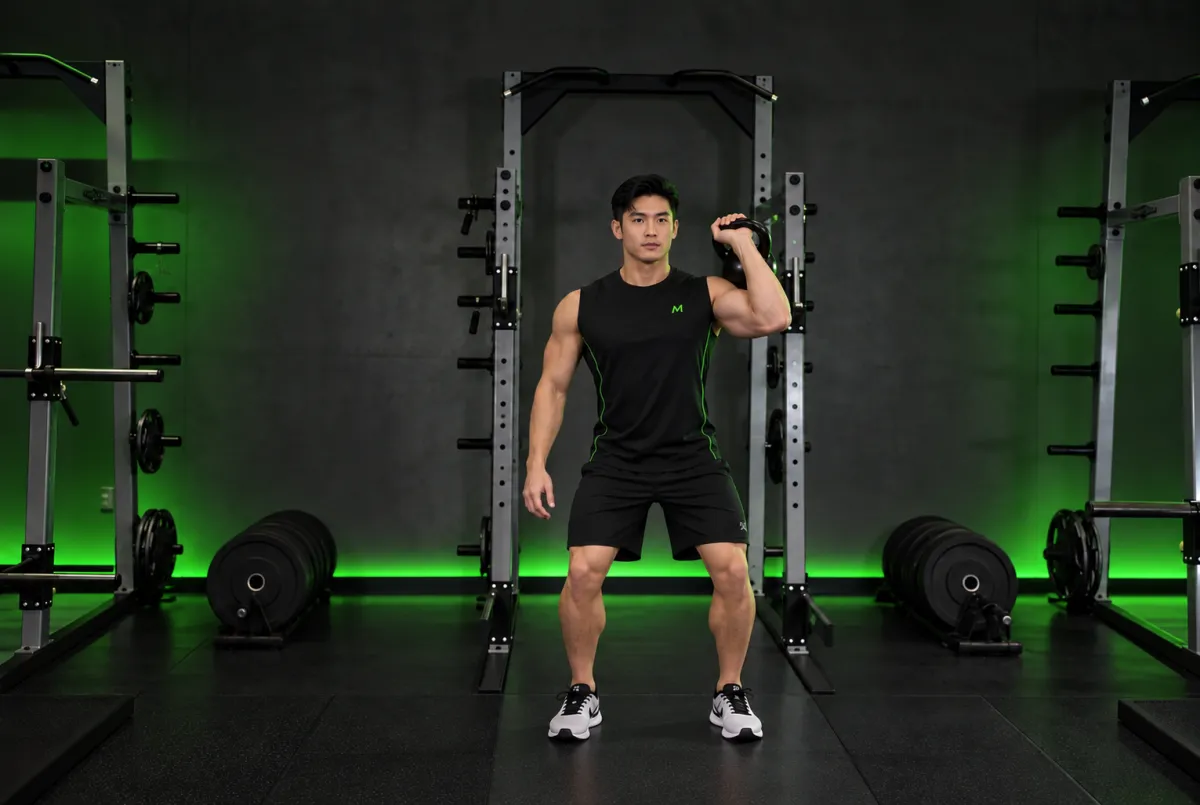Push press tạ ấm một tay (Kết thúc)