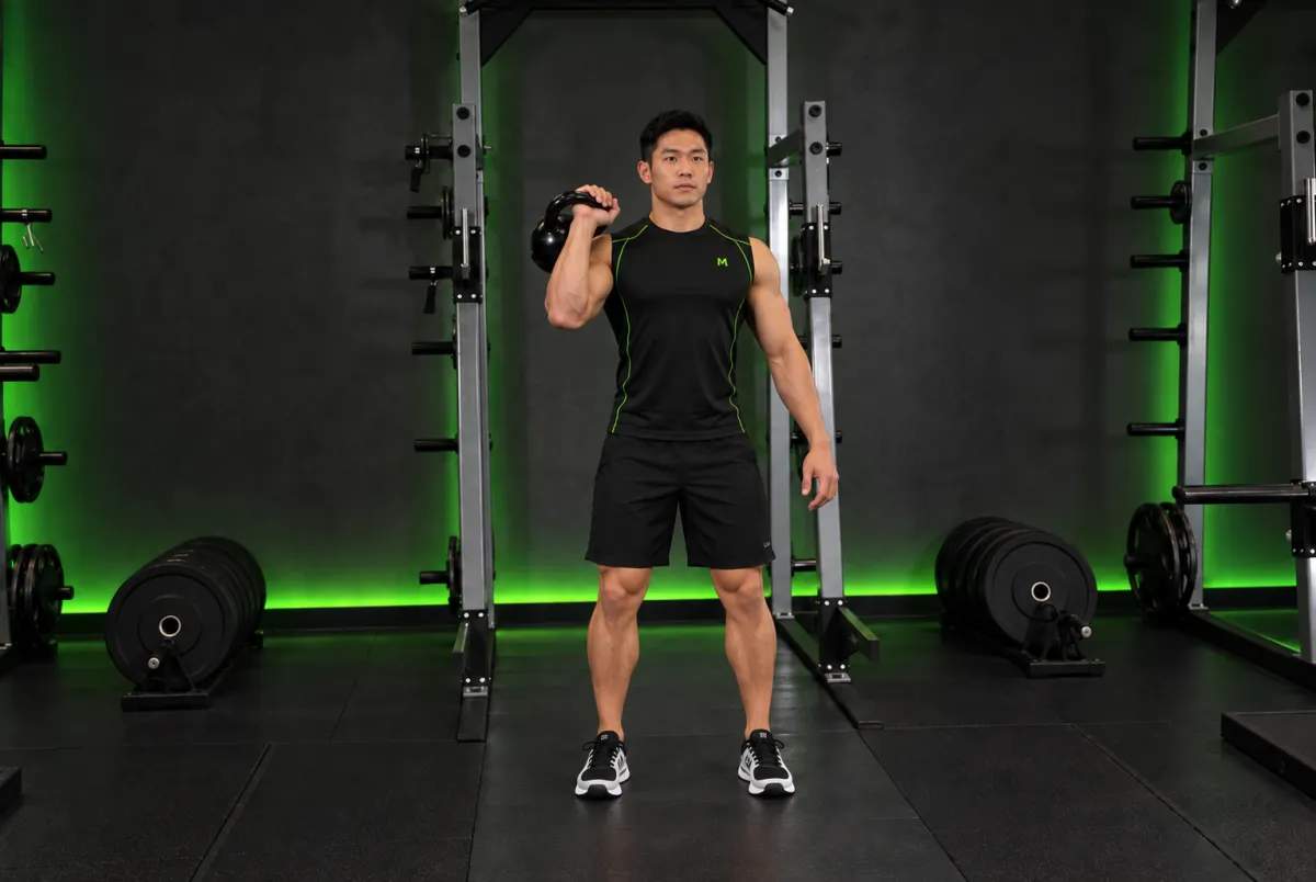 Split jerk tạ ấm một tay (Kết thúc)