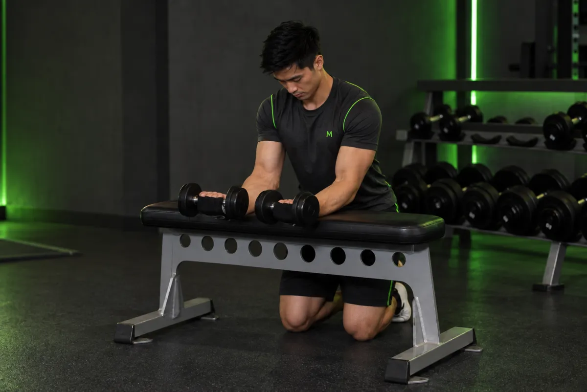 Cuốn cổ tay tạ đơn nắm ngửa trên ghế (Kết thúc)