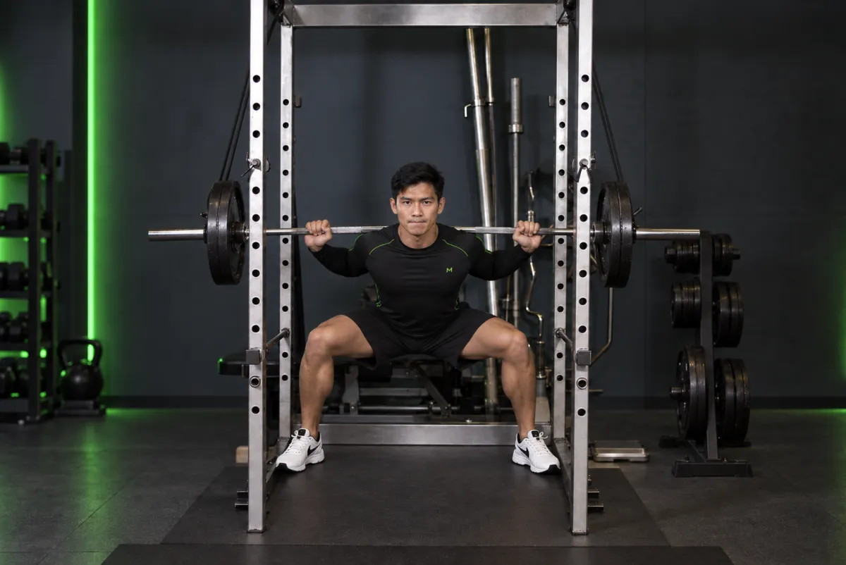 Squat sức mạnh với dây kháng lực treo (reverse band power squat) (Kết thúc)