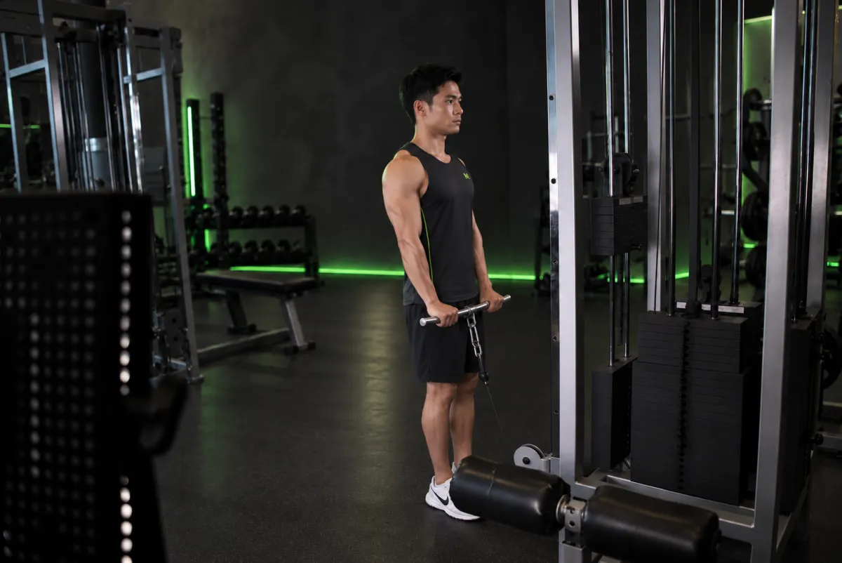 Cuốn cáp nắm sấp (reverse cable curl) (Kết thúc)