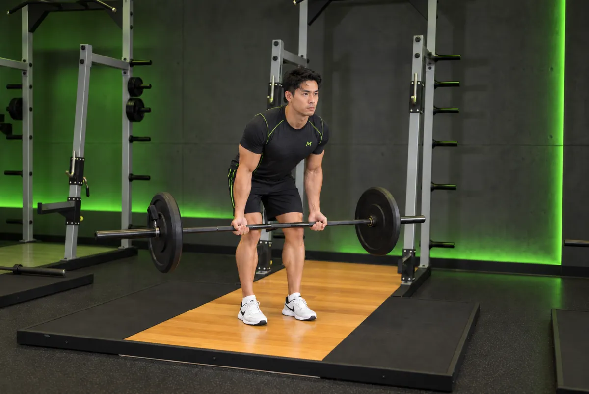 Kéo tạ đòn cúi người nắm ngửa (Kết thúc)