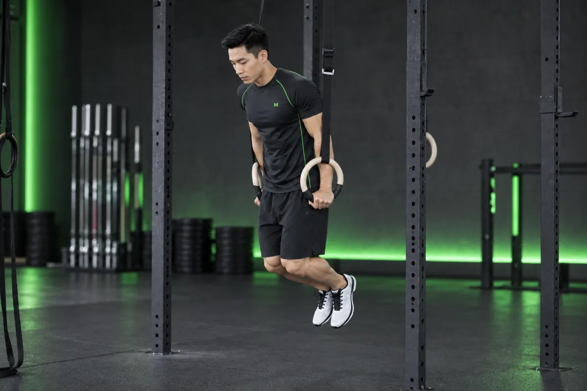 Hít xà kép trên vòng treo (ring dips) (Kết thúc)