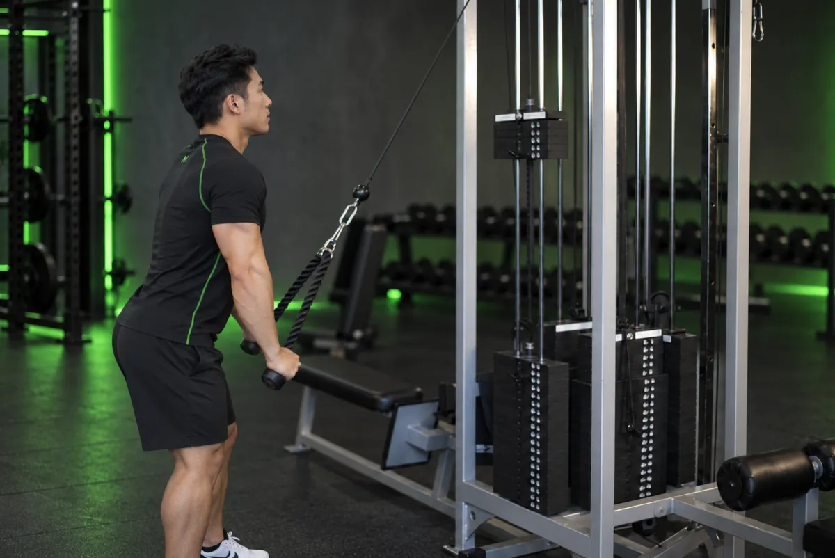 Kéo cáp dây thừng tay thẳng (straight-arm pulldown) (Kết thúc)