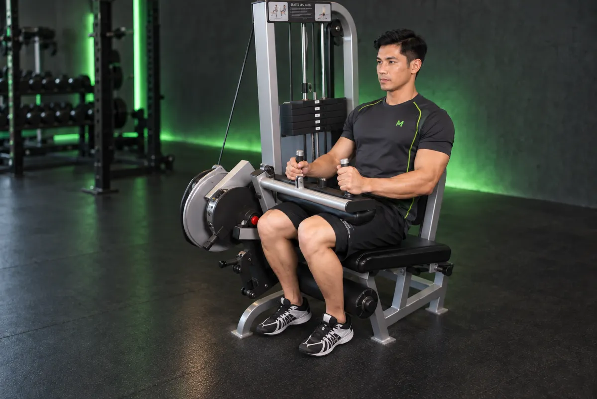 Cuốn đùi sau ngồi với máy (seated leg curl) (Kết thúc)