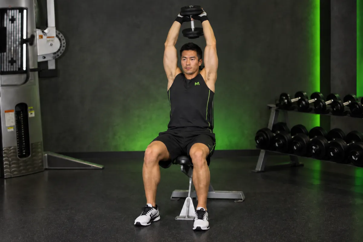 Duỗi tay sau qua đầu ngồi với tạ đơn (Kết thúc)