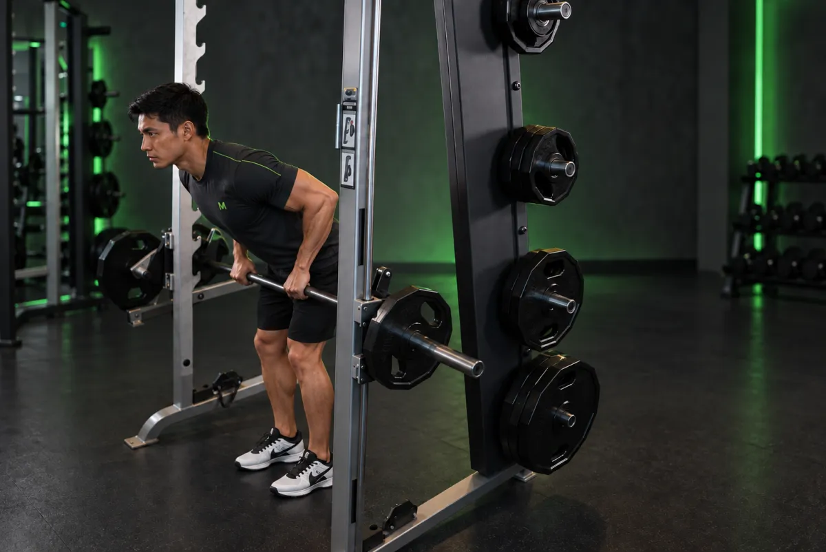 Kéo tạ cúi người với máy Smith (Kết thúc)