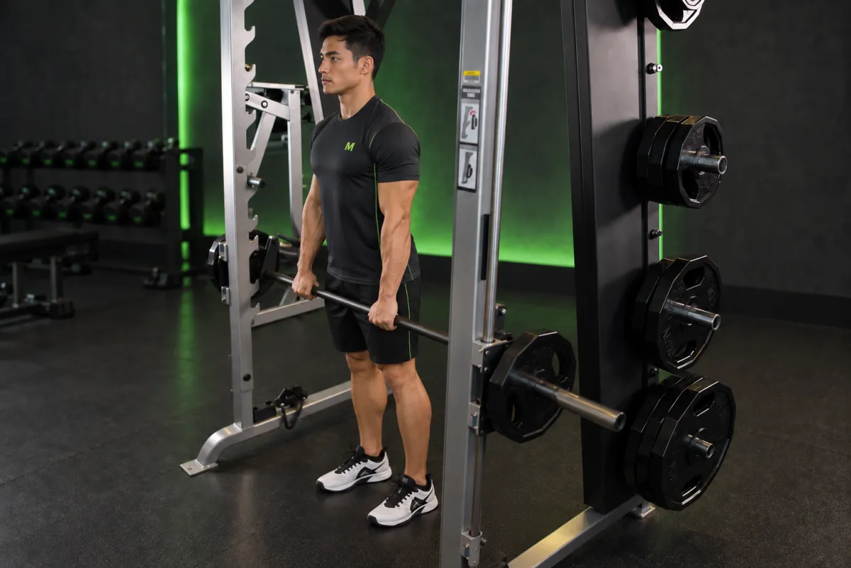 Smith Machine Stiff-Legged Deadlift (End)