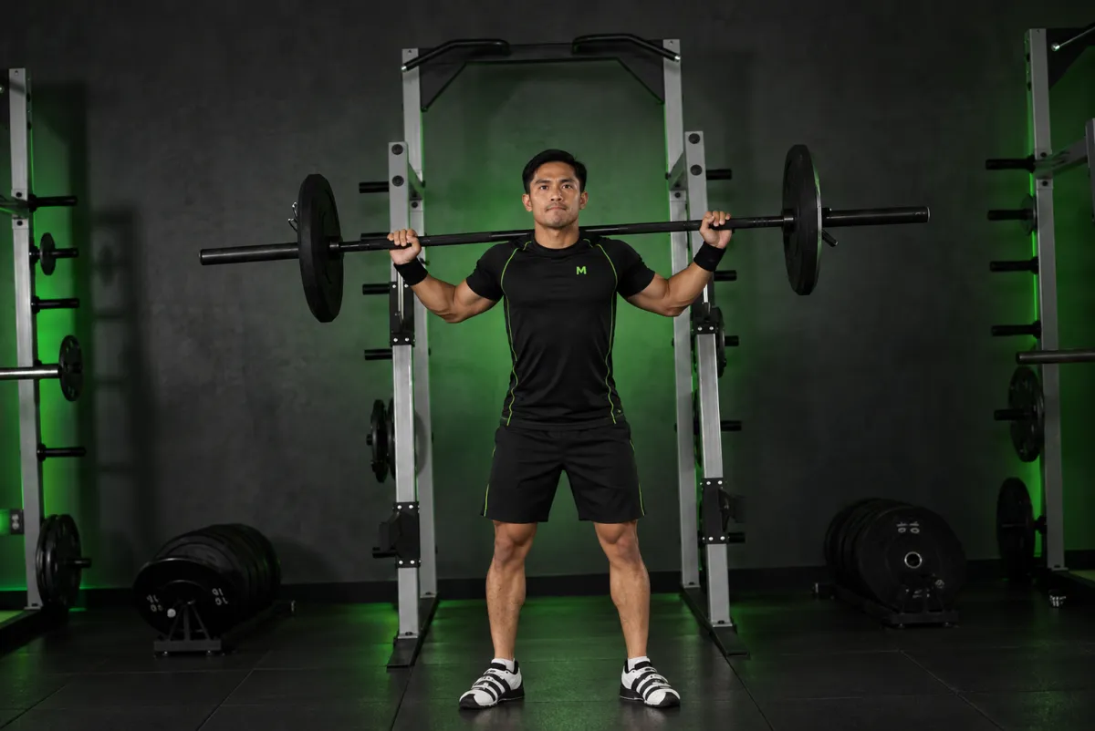 Snatch balance (đỡ tạ qua đầu từ vai) (Bắt đầu)