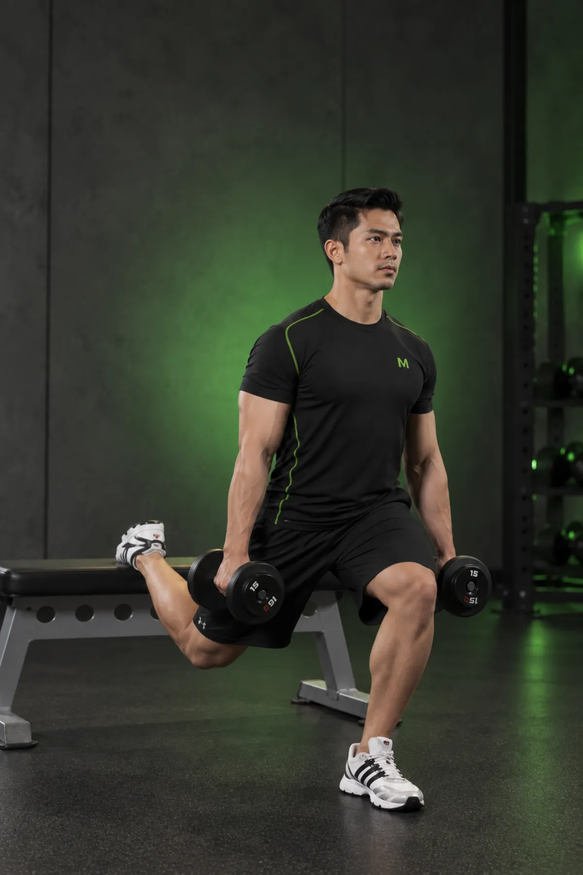 Split squat với tạ đơn (Kết thúc)