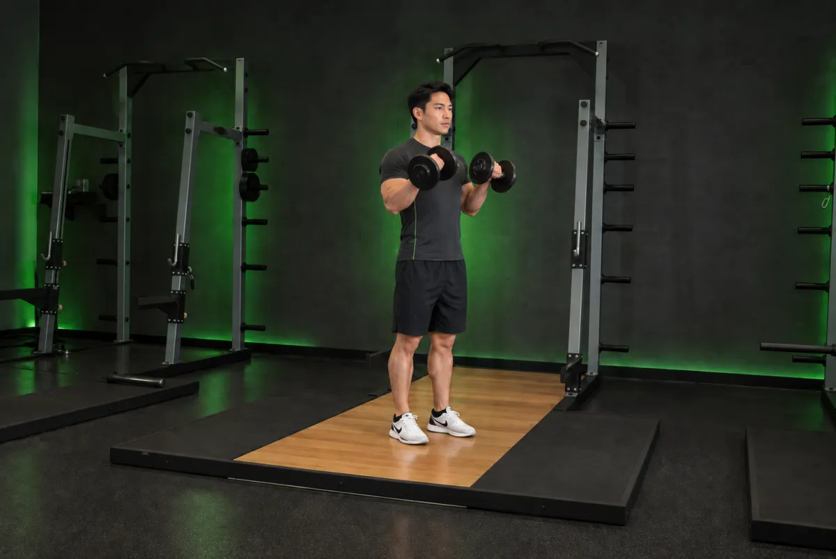 Standing Dumbbell Reverse Curl (End)