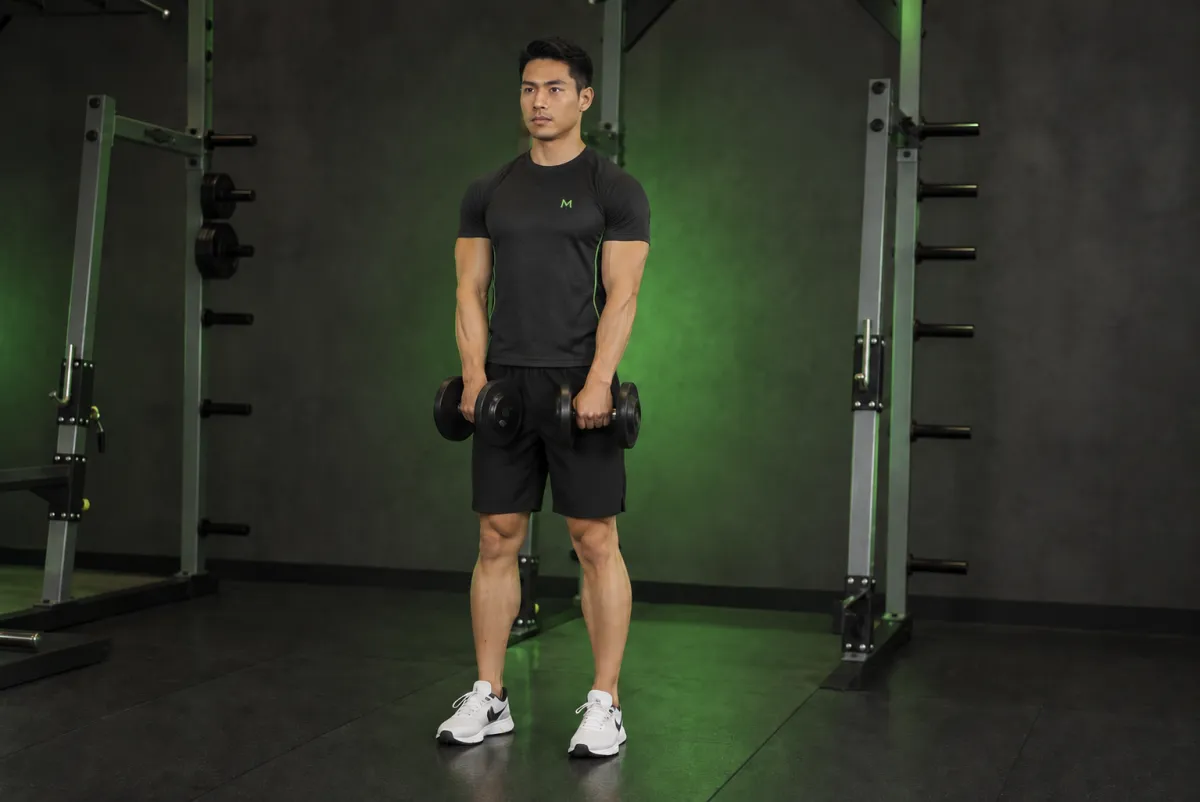 Standing Dumbbell Upright Row (End)