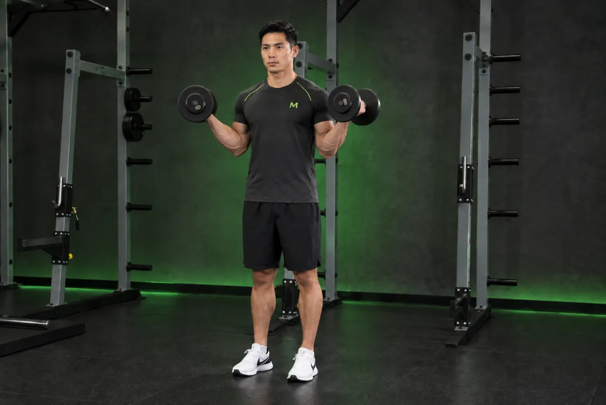 Cuốn tạ bắp tay trước phần trong khi đứng (Kết thúc)