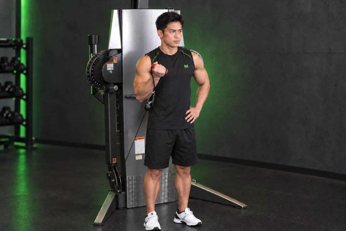 Standing One-Arm Cable Curl (End)