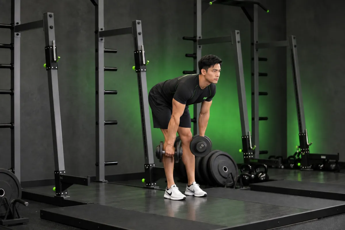 Stiff-Legged Dumbbell Deadlift (End)