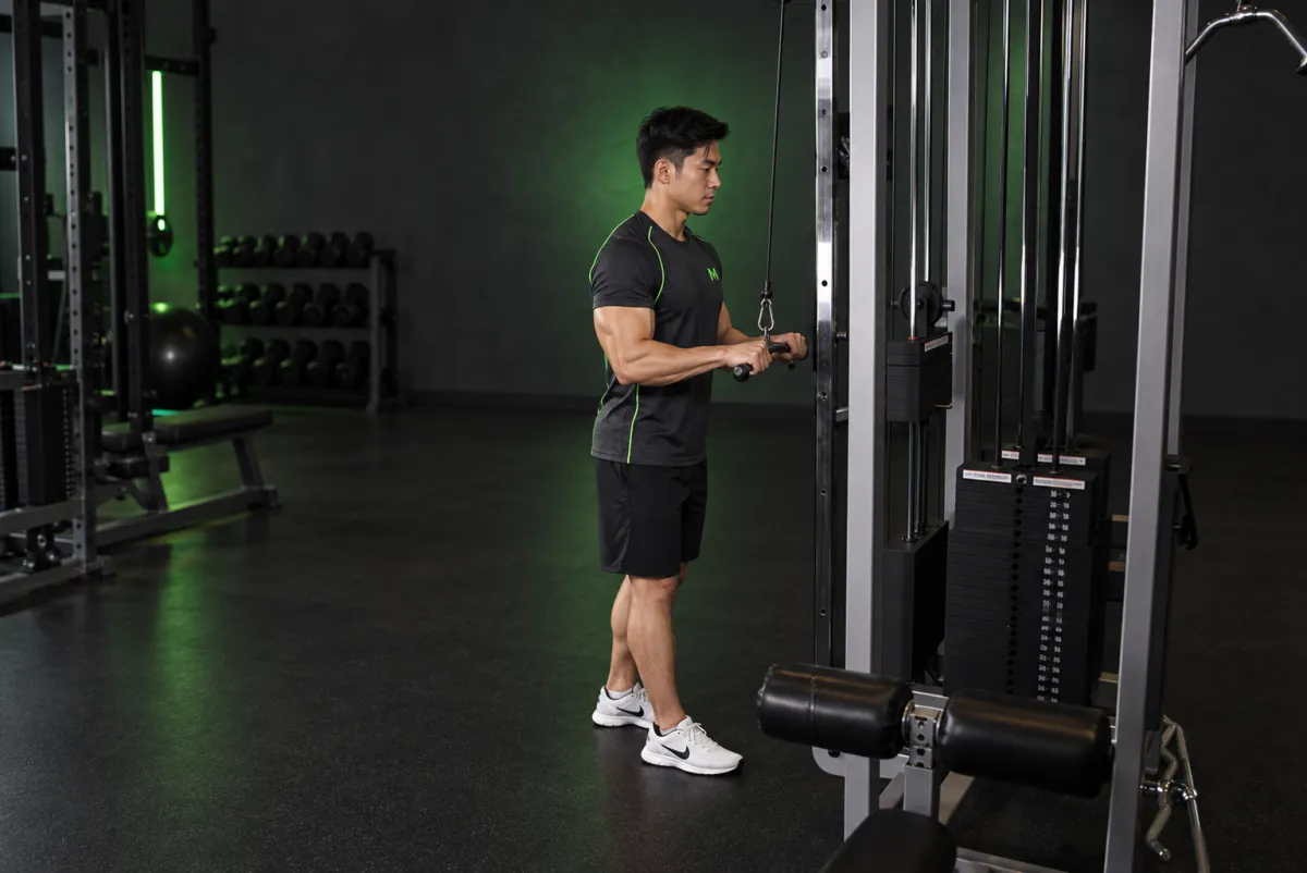 Đẩy cáp tay sau (triceps pushdown) (Bắt đầu)