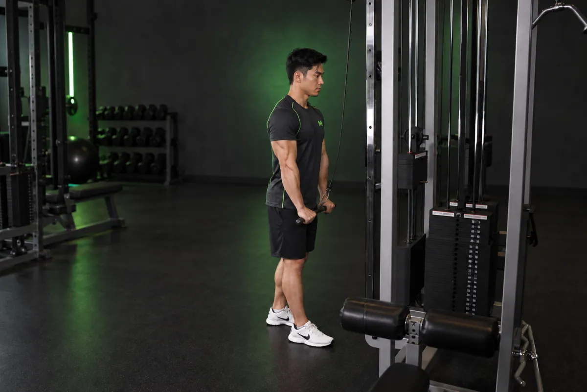 Đẩy cáp tay sau (triceps pushdown) (Kết thúc)